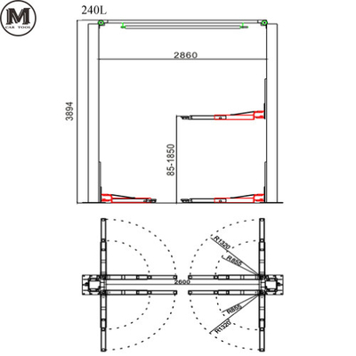 1850mm ارتفاع 2 پست آسانسور اتوماتیک 380V عملیات ایمنی با ظرفیت 5 تن