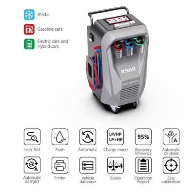 3/8HP کمپرسور X568 ماشین AC بازیابی ماشین با عملکرد شستشو و ساخته شده در چاپگر