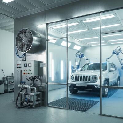 اتاق اسپری خودرو با 5.5KW فن ورودی هوا 300mm پایه ساختاری فولادی و ارتفاع بنک تنظیم شده 40cm - 118cm