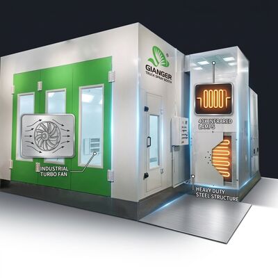 LPG Turbo Fan Truck Paint Spray Booth 40 پی سی لامپ های مادون قرمز ساختار فولادی سنگین اتاق رنگ آمیزی بزرگ خودرو
